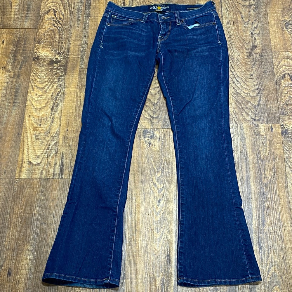 Lucky Brand size 0 Charlie Easy Boot Indigo blue stretch low rise